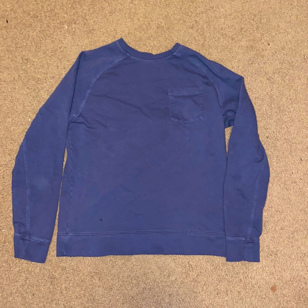VRST Men’s Washed Twill Chest Pocket Terry Crewneck Pullover - Medium